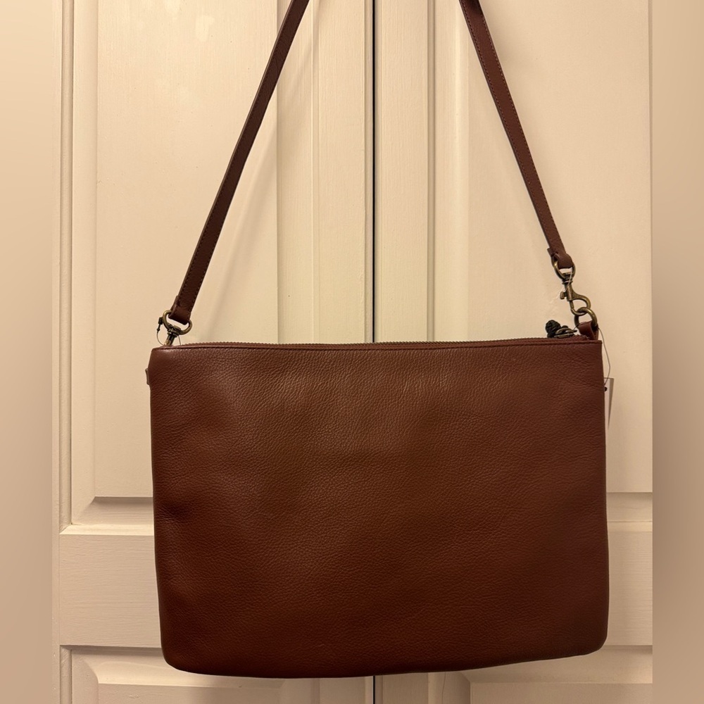NWT Chico's Crisscross Crossbody Leather Bag Brown and Black - Picture 5 of 8